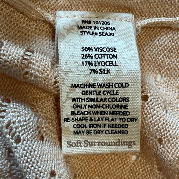 Soft Surroundings Silk Blend Inglis Cardigan Sweater Womens Size 2X Sand Draped - Picture 6 of 8